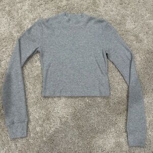 Aritzia (TNA) Waffle High Neck Long Sleeve Size Medium Gray